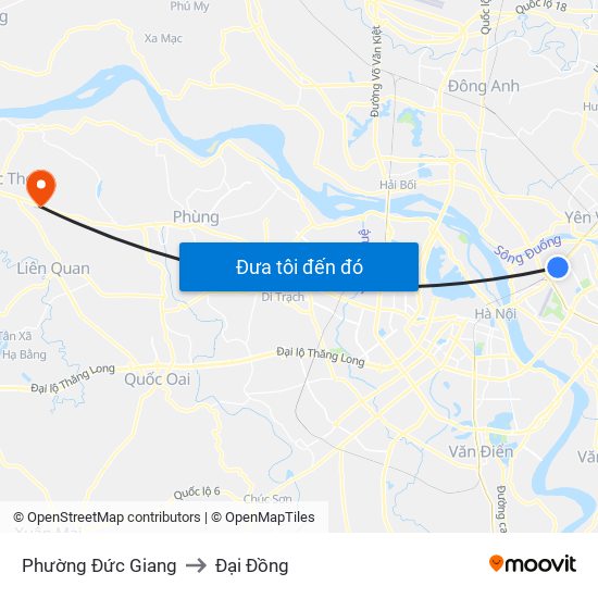Phường Đức Giang to Đại Đồng map