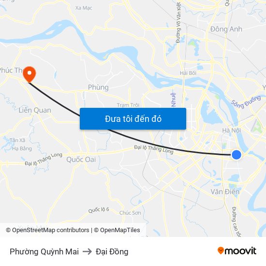 Phường Quỳnh Mai to Đại Đồng map