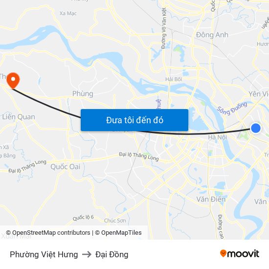 Phường Việt Hưng to Đại Đồng map