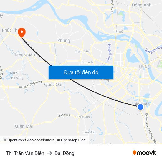 Thị Trấn Văn Điển to Đại Đồng map