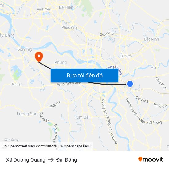 Xã Dương Quang to Đại Đồng map