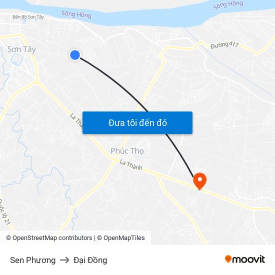 Sen Phương to Đại Đồng map