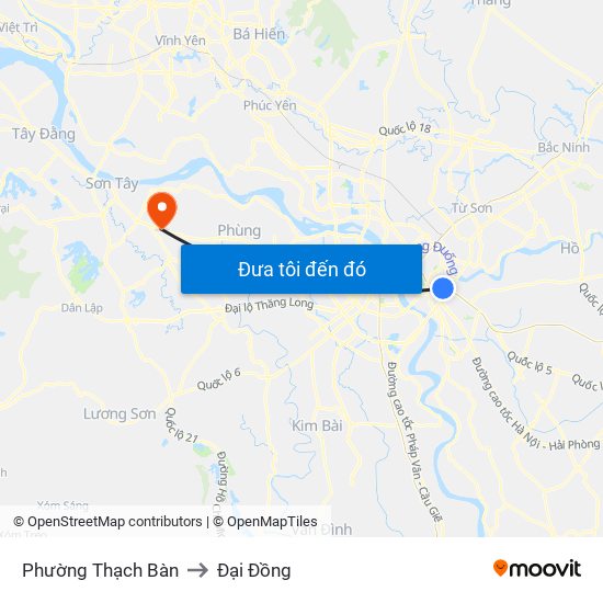 Phường Thạch Bàn to Đại Đồng map