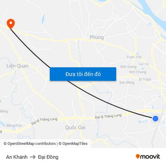 An Khánh to Đại Đồng map