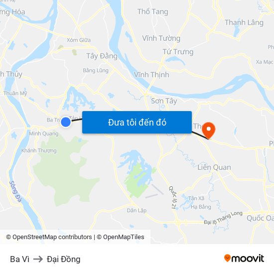 Ba Vì to Đại Đồng map