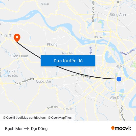 Bạch Mai to Đại Đồng map