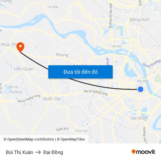 Bùi Thị Xuân to Đại Đồng map