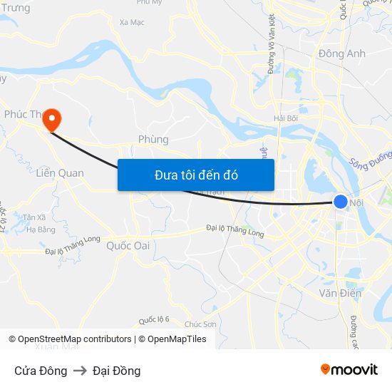 Cửa Đông to Đại Đồng map