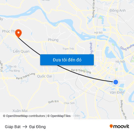 Giáp Bát to Đại Đồng map