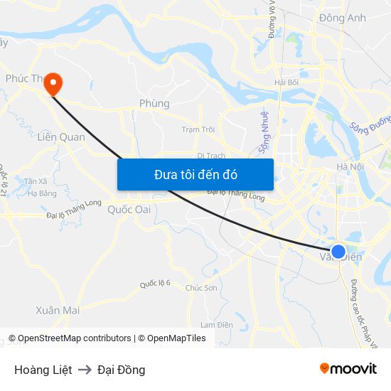 Hoàng Liệt to Đại Đồng map