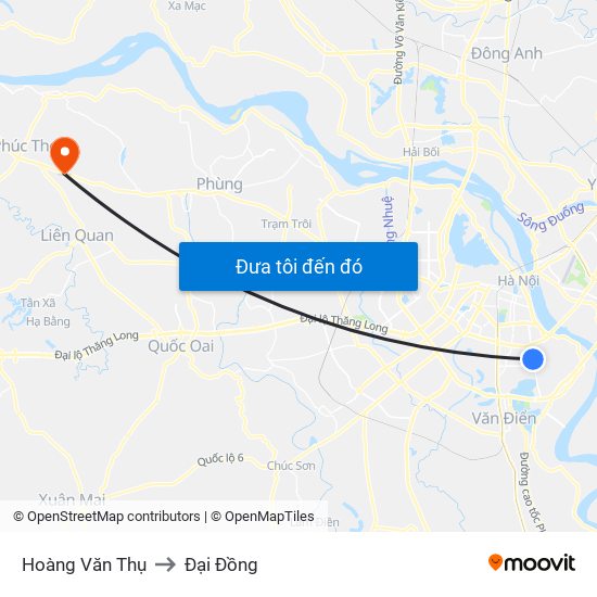 Hoàng Văn Thụ to Đại Đồng map