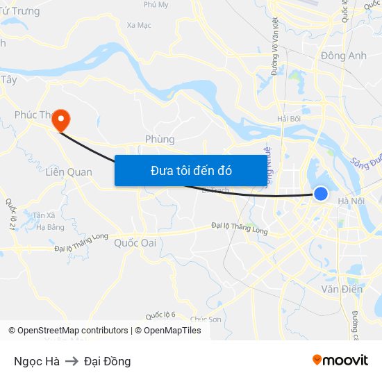 Ngọc Hà to Đại Đồng map