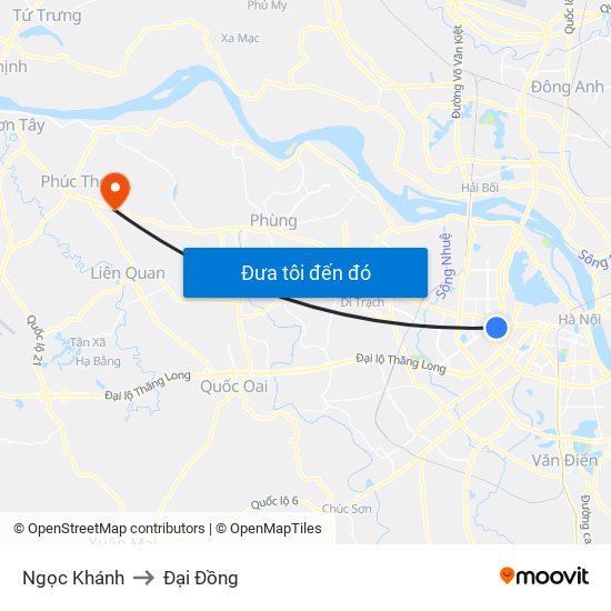 Ngọc Khánh to Đại Đồng map