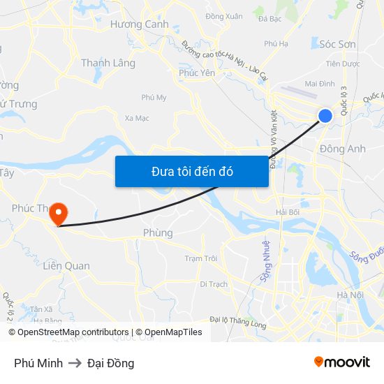 Phú Minh to Đại Đồng map