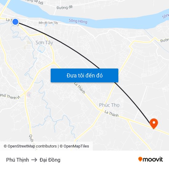 Phú Thịnh to Đại Đồng map