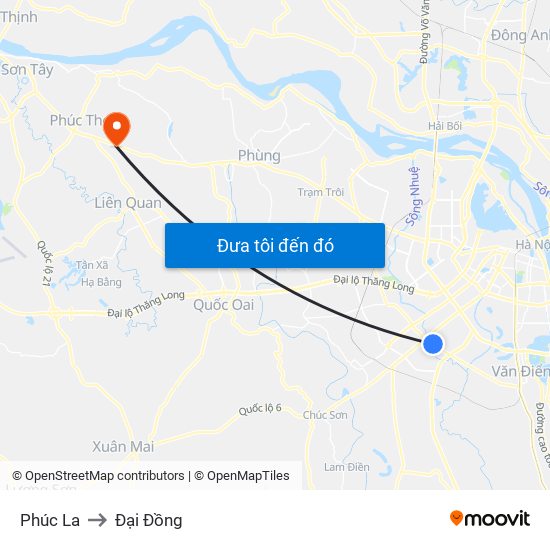 Phúc La to Đại Đồng map