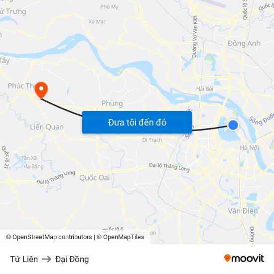 Tứ Liên to Đại Đồng map