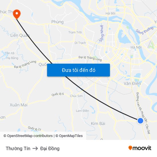 Thường Tín to Đại Đồng map