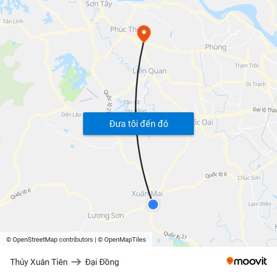 Thủy Xuân Tiên to Đại Đồng map