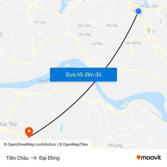 Tiền Châu to Đại Đồng map