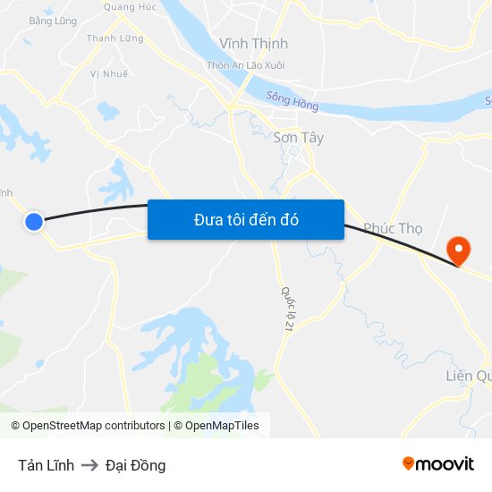 Tản Lĩnh to Đại Đồng map