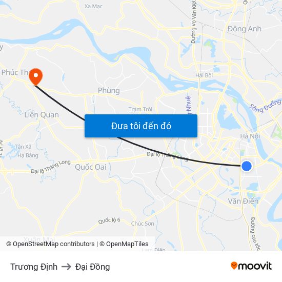 Trương Định to Đại Đồng map