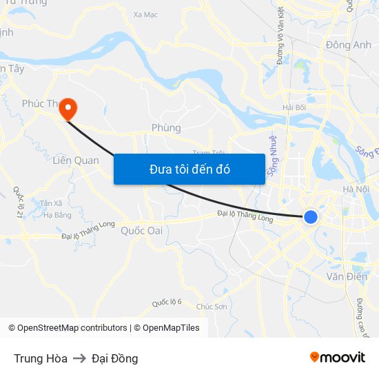 Trung Hòa to Đại Đồng map