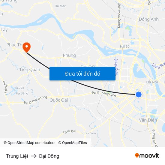 Trung Liệt to Đại Đồng map