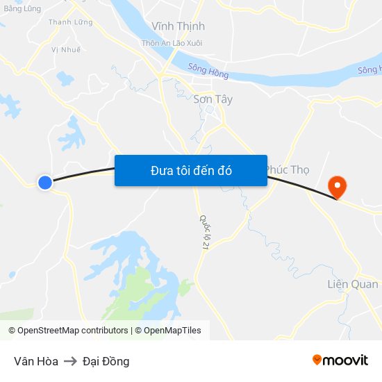Vân Hòa to Đại Đồng map
