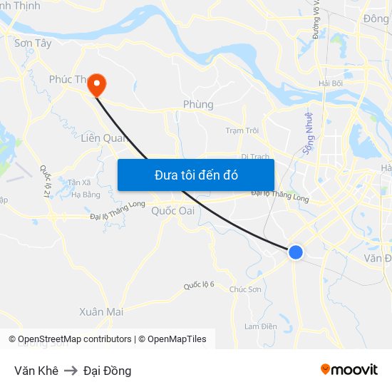 Văn Khê to Đại Đồng map