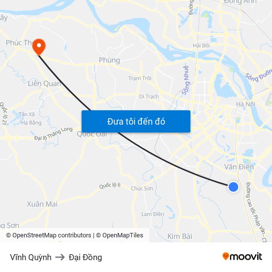 Vĩnh Quỳnh to Đại Đồng map