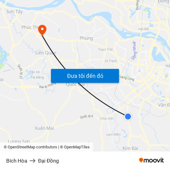 Bích Hòa to Đại Đồng map