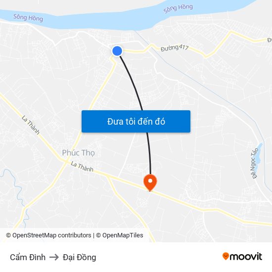 Cẩm Đình to Đại Đồng map