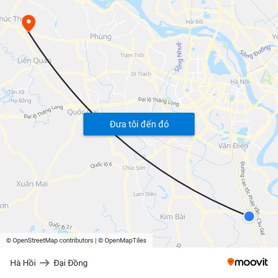 Hà Hồi to Đại Đồng map