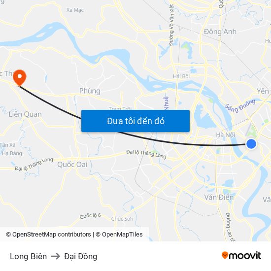 Long Biên to Đại Đồng map