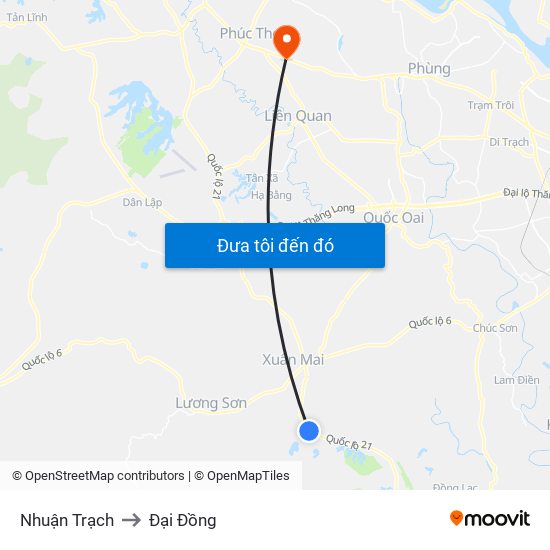 Nhuận Trạch to Đại Đồng map