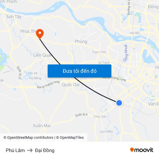 Phú Lãm to Đại Đồng map