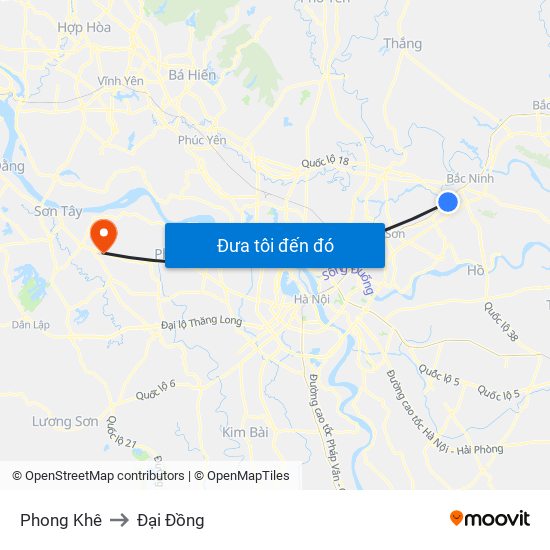 Phong Khê to Đại Đồng map