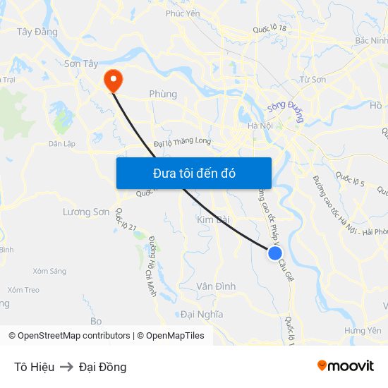 Tô Hiệu to Đại Đồng map