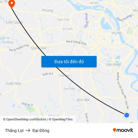 Thắng Lợi to Đại Đồng map