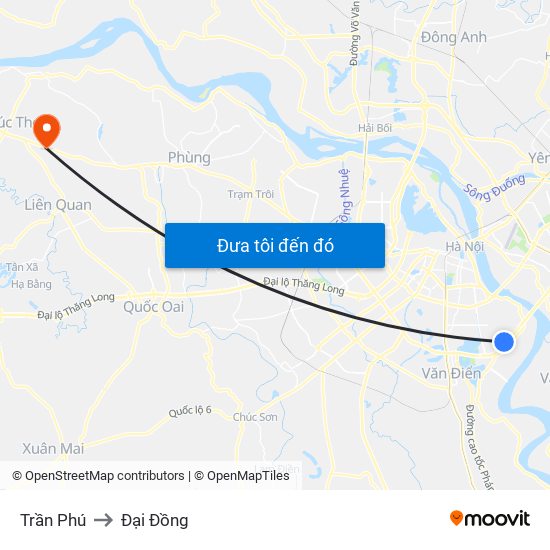 Trần Phú to Đại Đồng map