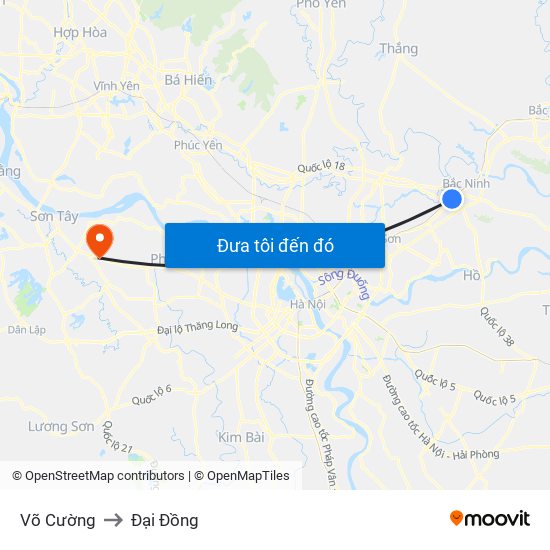 Võ Cường to Đại Đồng map