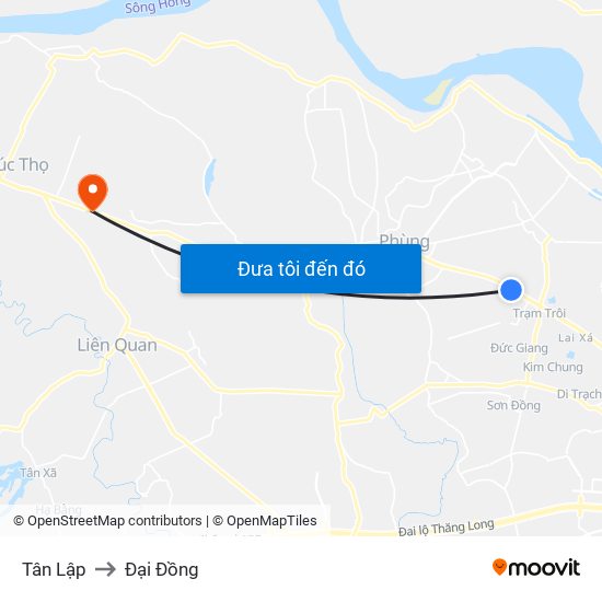Tân Lập to Đại Đồng map