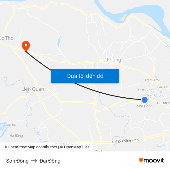 Sơn Đồng to Đại Đồng map