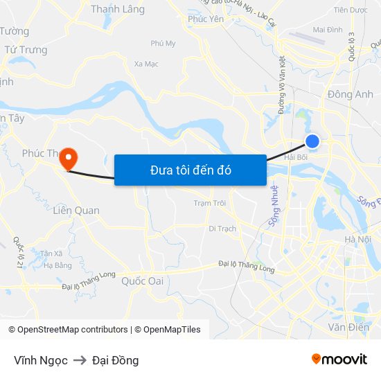 Vĩnh Ngọc to Đại Đồng map