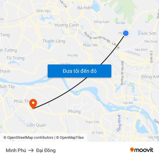 Minh Phú to Đại Đồng map