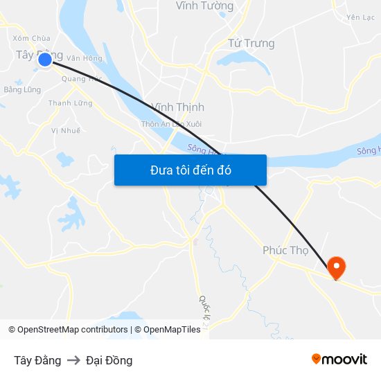 Tây Đằng to Đại Đồng map