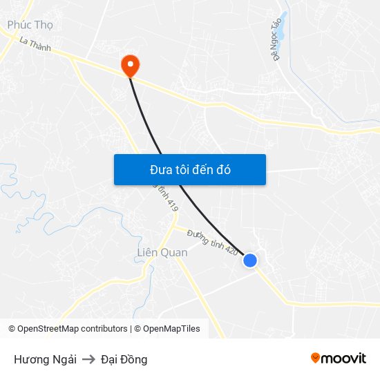 Hương Ngải to Đại Đồng map