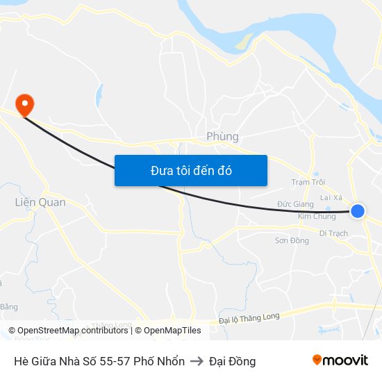 Hè Giữa Nhà Số 55-57 Phố Nhổn to Đại Đồng map