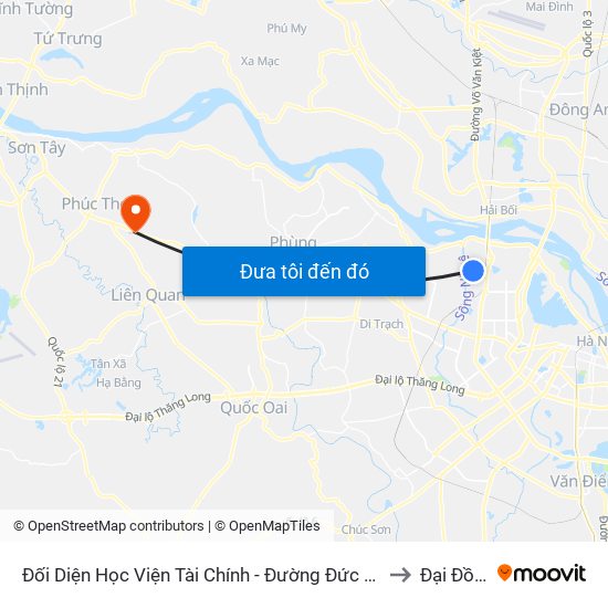 Đối Diện Học Viện Tài Chính - Đường Đức Thắng to Đại Đồng map